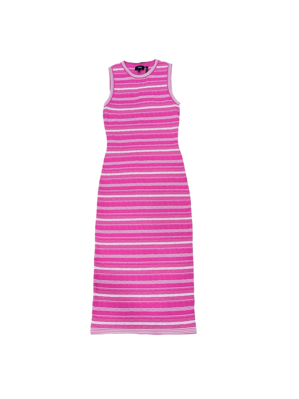๐ NWT Theory Carnation Multi Stripe Rib Knit Midi Tank Dress XS Sweater Crepe - Picture 3 of 14